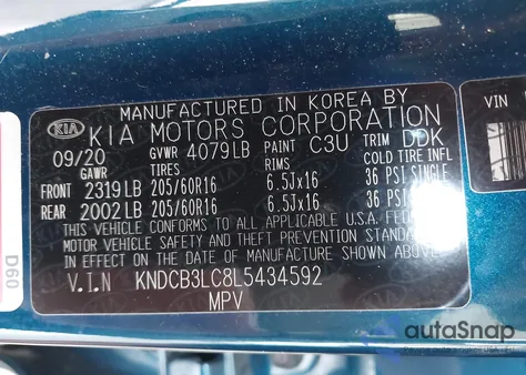 2020 Kia Niro Lx from USA, damaged, VIN KNDCB3LC8L5434592